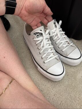 Converse Low Top Sneakers in White with Black Trim